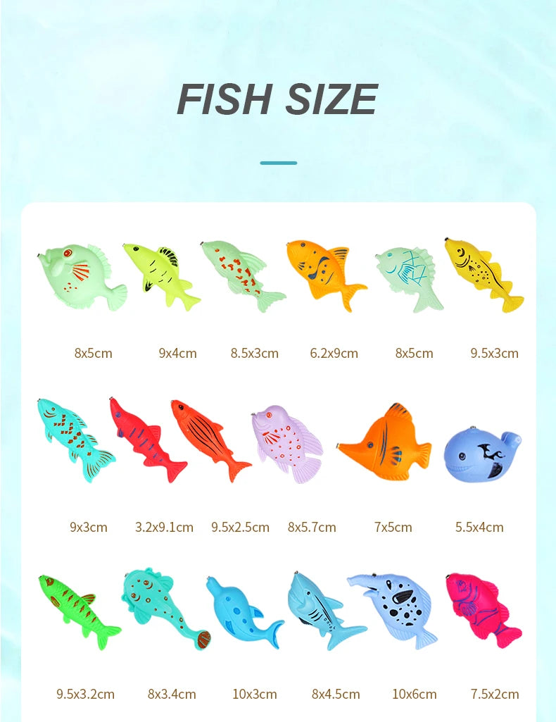 Kids Fishing Toy Set Play Water Toys for Baby Magnetic Rod and Fish with Inflatable Pool Outdoor Sport Puzzle Toys for Children