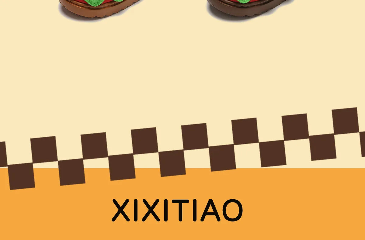 Women's Home Slippers Winter Warm Fuzzy Hamburger Slippers Funny Cute Indoor Rug Flat-Soled Home Shoes Plush Home Slippers