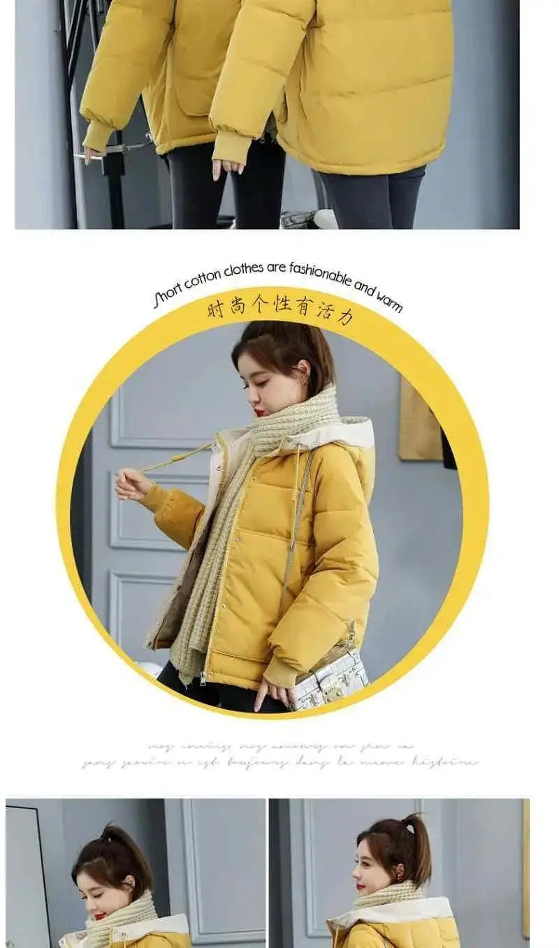 Women Winter Jacket 2025 New Warm Thicken Cotton Coat Korean Plus Size Loose Bread Jacket Women Hooded Basic Coat Winter Outwear