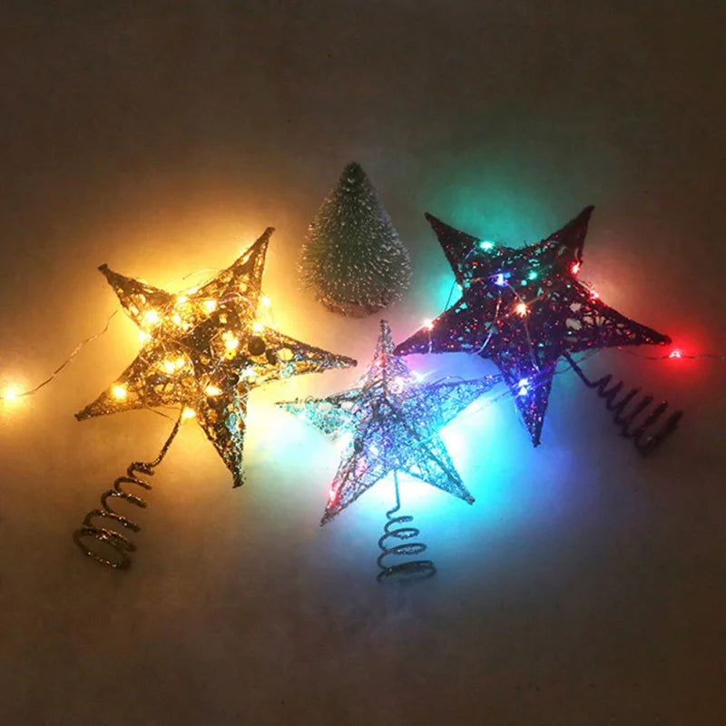 Christmas Tree Top Star Retro Traditional Star Decoration Diy Christmas Tree Top Decoration Durable Led String Lights Home Decor