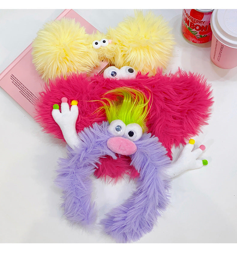 Winter Funny Ugly Doll Hairbands Cute Children Kids Headband Girl Dopamine Cartoon Plush Hairband Hair Accessories