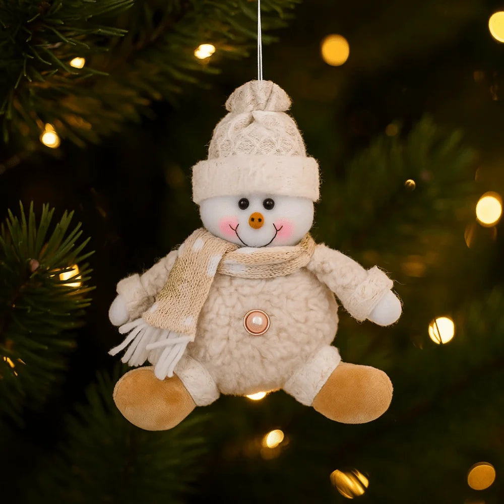 Cute Christmas Tree Pendant Figurine Ornament Elderly Christmas Doll Ornament Snowman Elk Santa Pendant Decor New Year