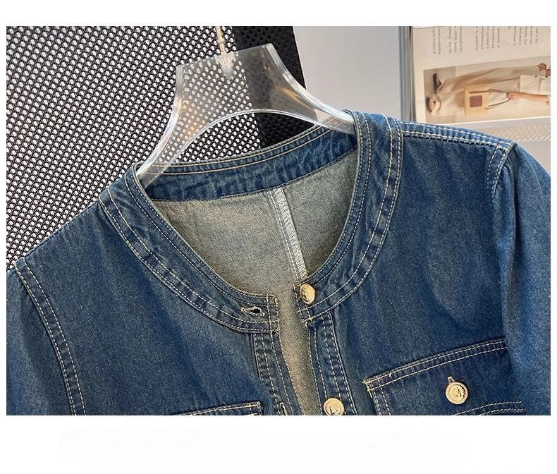 Streetwear Women's Denim Jackets Short Sleeve Summer Jean Jacket Outwear Ropa Mujer Fashion Retro Vintage Coat Cropped Tops