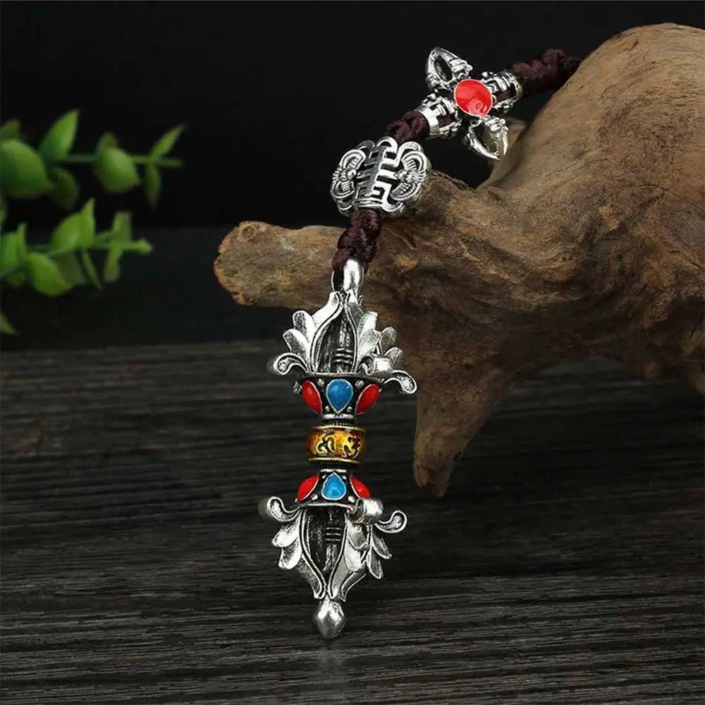 Accessories Car Ornament Women Men Jewelry Bag Pendants Prayer Wheel Pendants Vajra car keychain Key holder Buddhist keychain