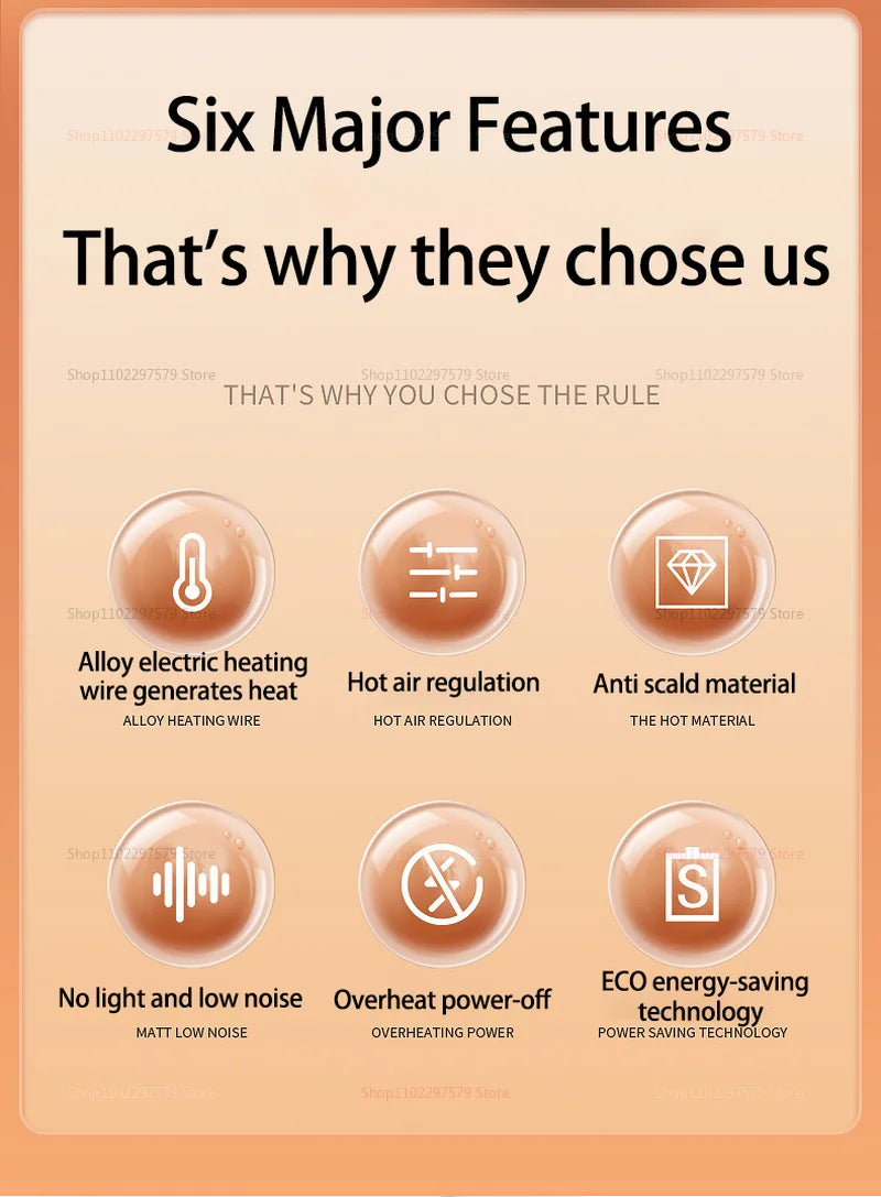 Portable Small Electric Heaters for Home Energy Saving Quiet Foot Warmer Fast Heating Indoor Warm Air Blower