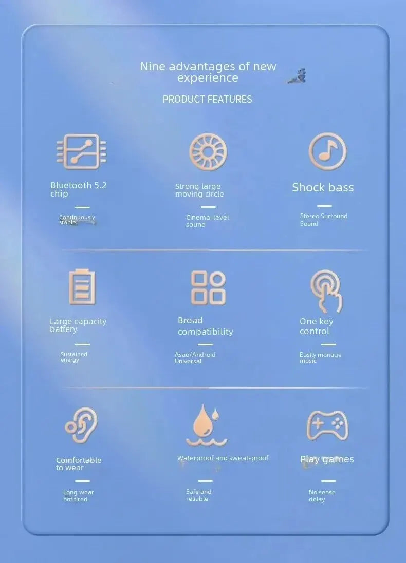 Bluetooth 5.2 Ear Hook Earphones Wireless Headphone Mini Handsfree Waterproof Sport Music Headset Single Right Earbuds with Mic