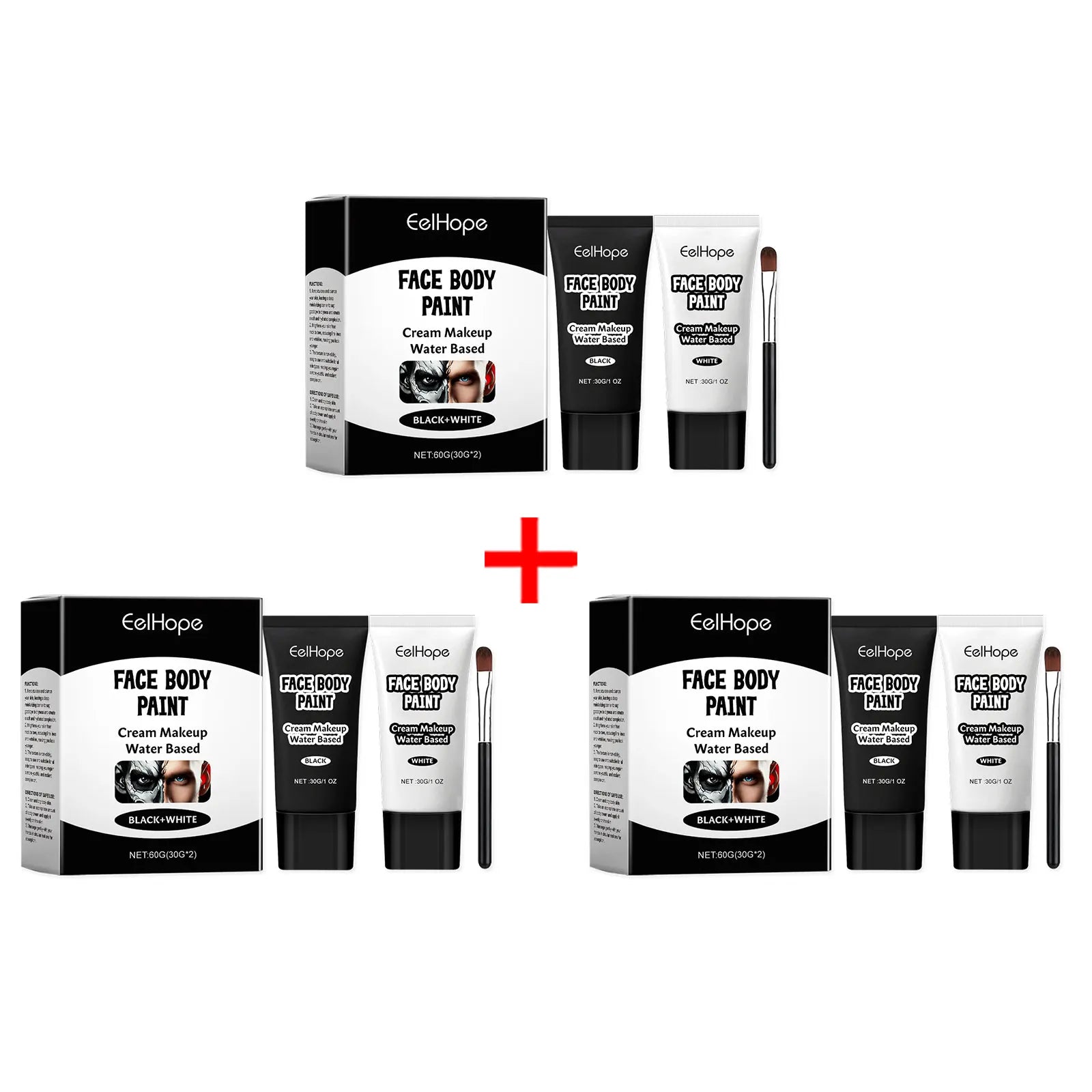 Halloween Black and White Foundation Paint Cream Concealer Easily Cover Skin Tone Clown Makeup Effect Cosplay Lasting Cosmetics