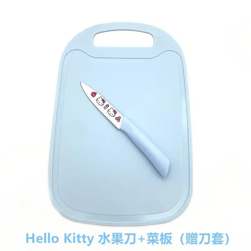 Sanrio  animation peripheral cartoon Kawaii Hello kitty anti-rust kitchen knife cutting board set creative fruit knife wholesale