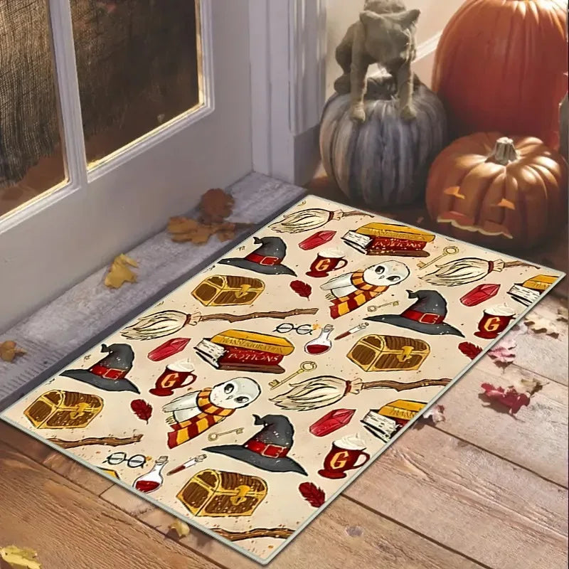 Halloween Day of The Dead Decorative Rug, Durable Home Decor Festive Atmosphere Entrance Door Mat Kitchen Mat
