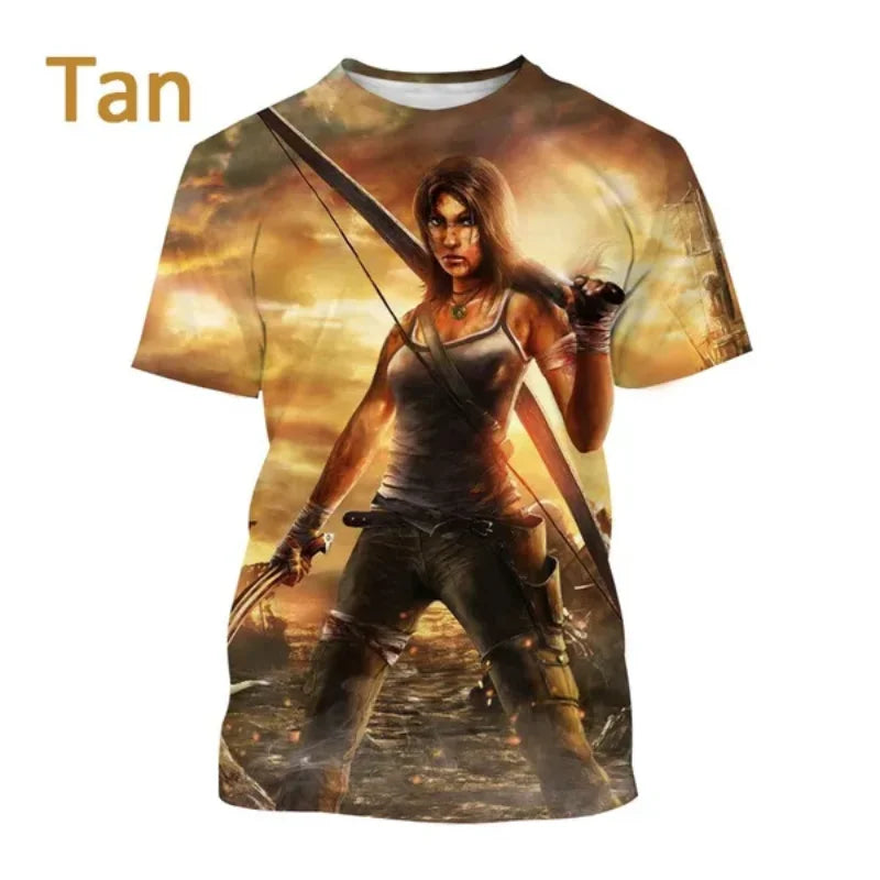 Men T Shirt Classic Video Game Tomb Raider Graphic T-shirt Personality Harajuku Street Oversized T Shirt Unisex Tops Clothing