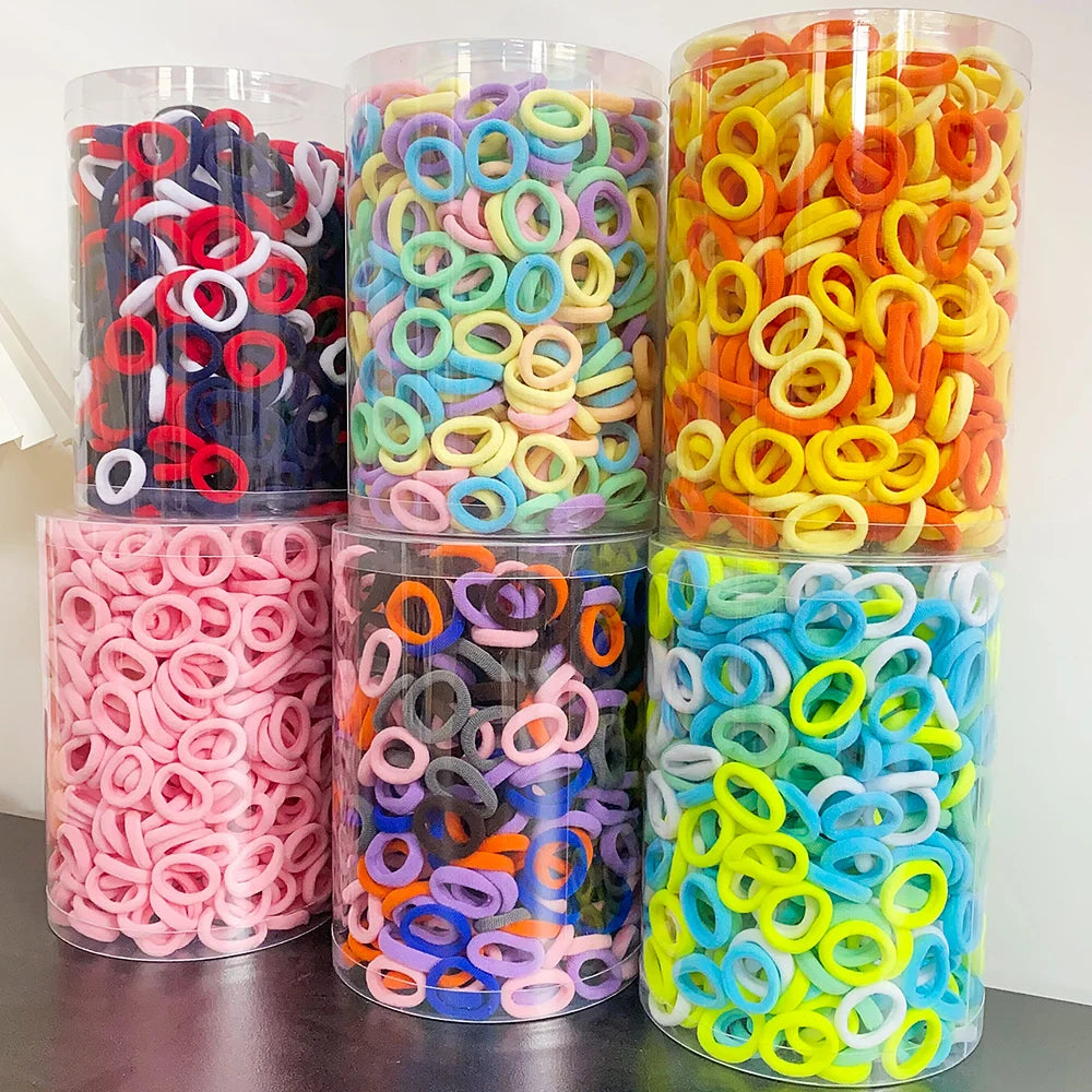 100/200Pcs Girls Colorful Hair Bands Set Nylon Elastic Rubber Band Children Ponytail Holder Scrunchies Kids Hair Accessories