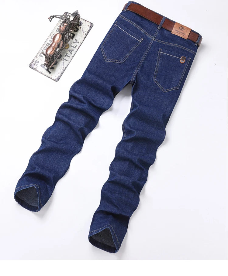 2024 Denim Jeans Casual Fashion Business Pants Classic New Arrivals Elastic Regular Fit Straight Trousers