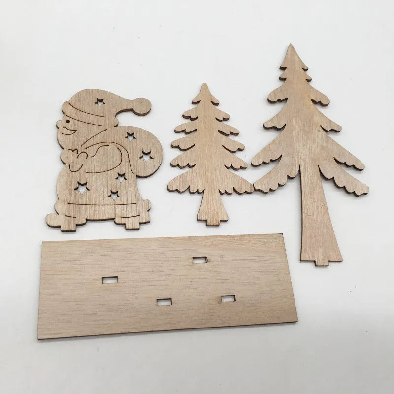 Wood Christmas Table Ornaments Centerpiece Wood Snowman Reindeer Santa Unfinished Wooden Christmas Ornaments to Paint Crafts