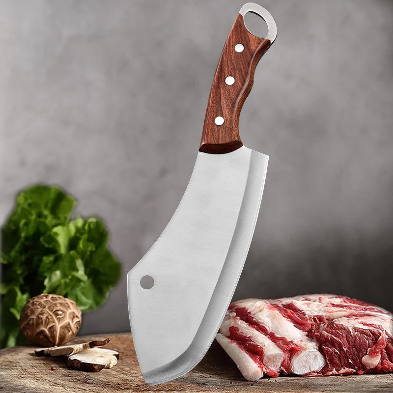 Kitchen Chef Knife Stainless Steel Meat Fish Fruit Vegetable Slicing Bone Chopping Professional Butcher Cleaver Knife with Cover
