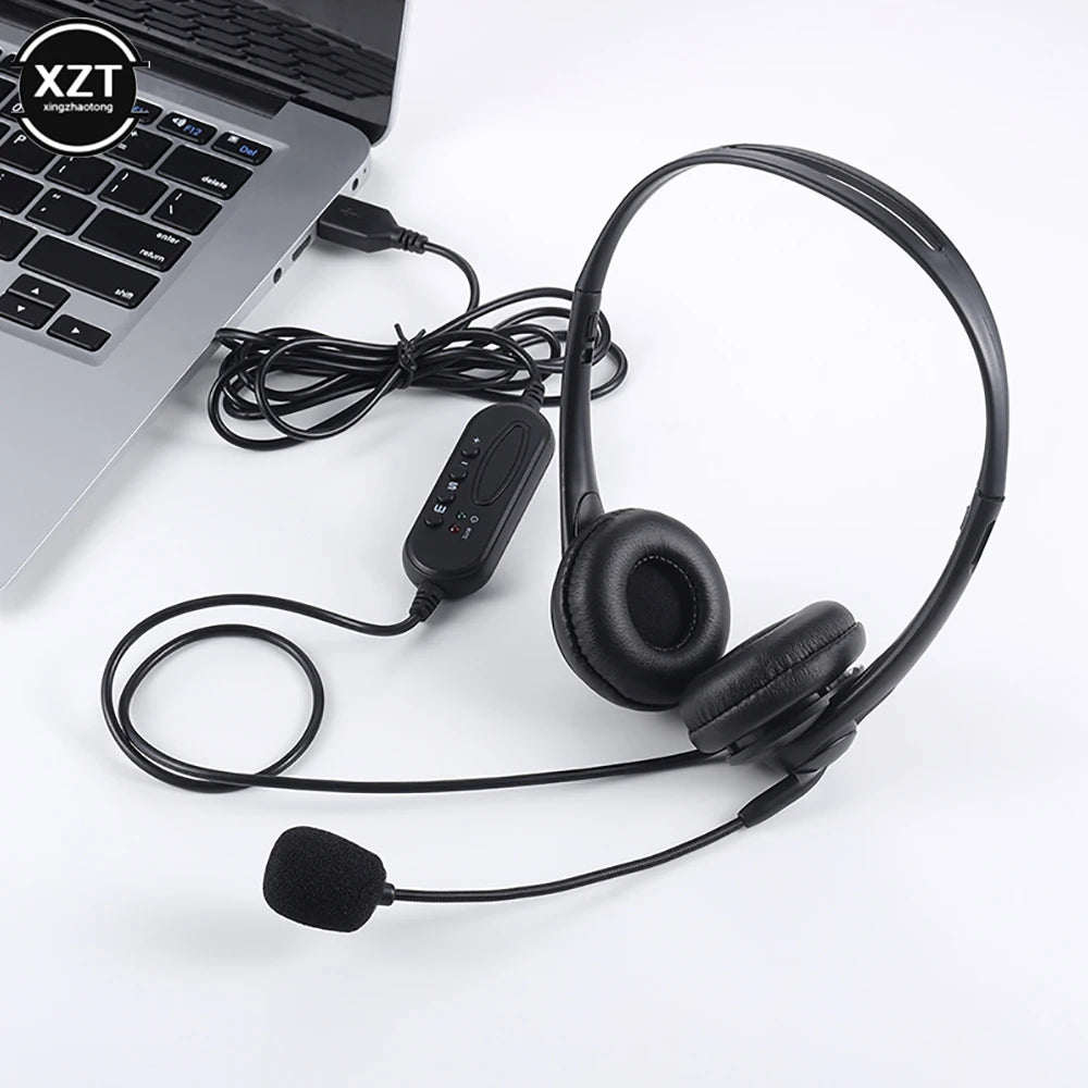 Computer Laptop Headphone with Noise Cancelling Microphone Chatting Network Teaching Video Conferencing USB Wired Headset