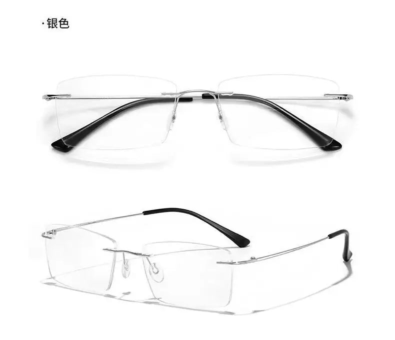 Fashion Business Anti-blue Light Frameless Reading Glasses Women Anti-fatigue Presbyopic Glasses Computer Grade Glasses