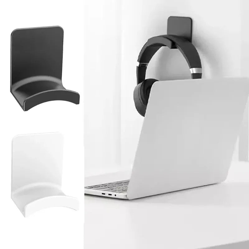 Universal Headphone Stand Adhensive Plastic Wall Mount Hanger Under Desk Headset Rack Holder Support for Gaming Earphone Bracket
