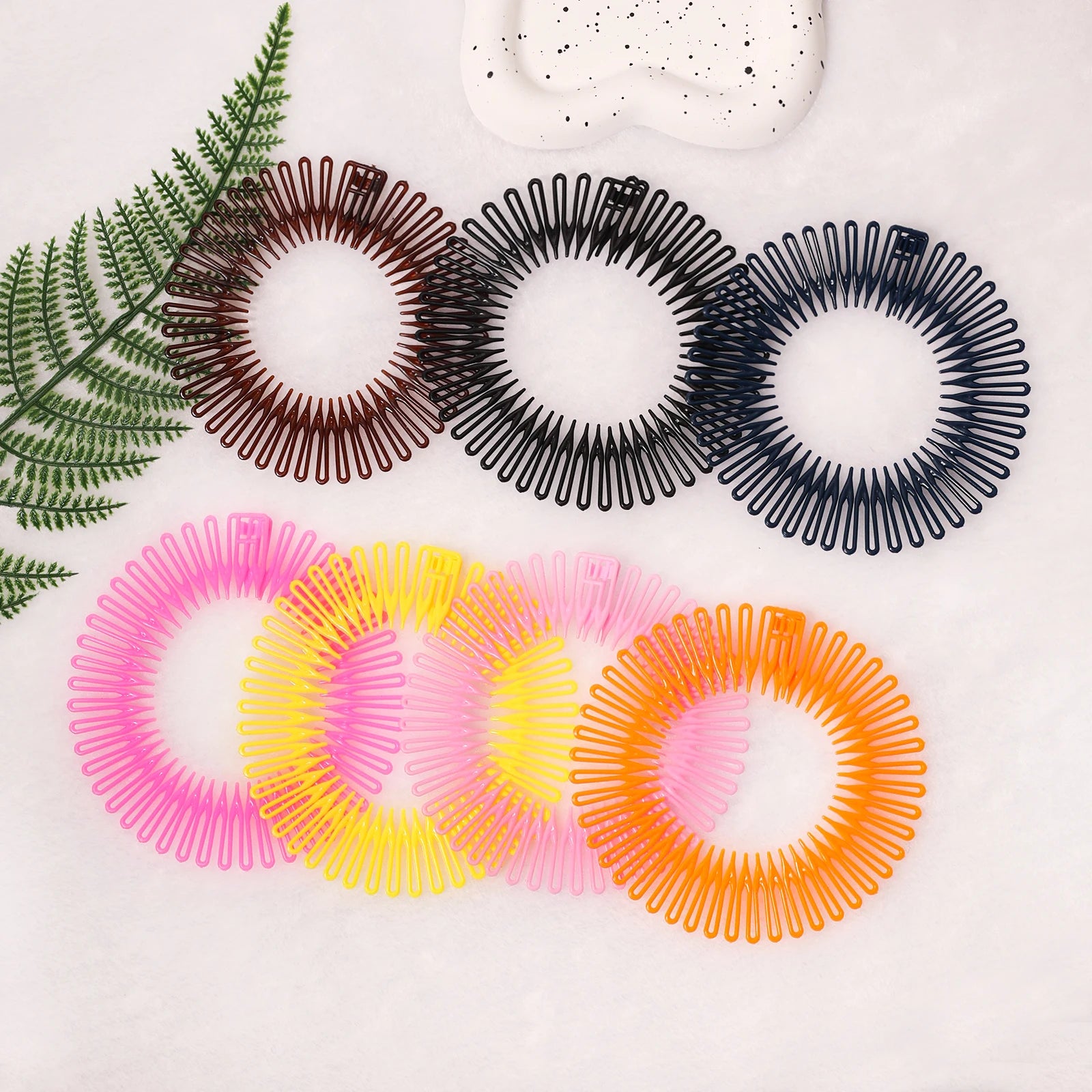 Women Plastic Full Circle Stretch Flexible Comb Teeth Headband Hair Band Clip Face Wash Fixed Hair Accessories