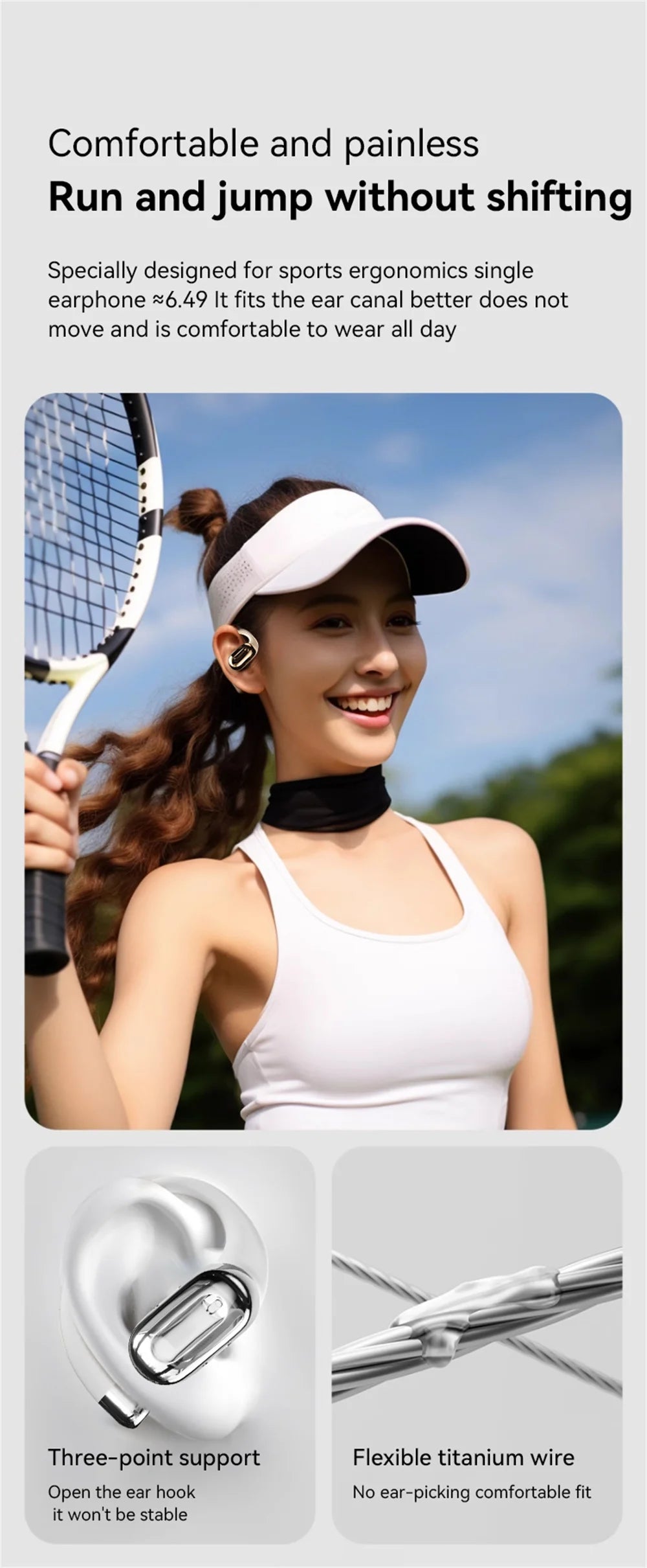 Headphones Plated Digital Stereo Movement Ear-deaf Bone Conduction Wireless Hanging Ear Game Long Battery Life With Mic Earphone