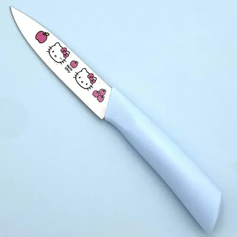 Sanrio  animation peripheral cartoon Kawaii Hello kitty anti-rust kitchen knife cutting board set creative fruit knife wholesale