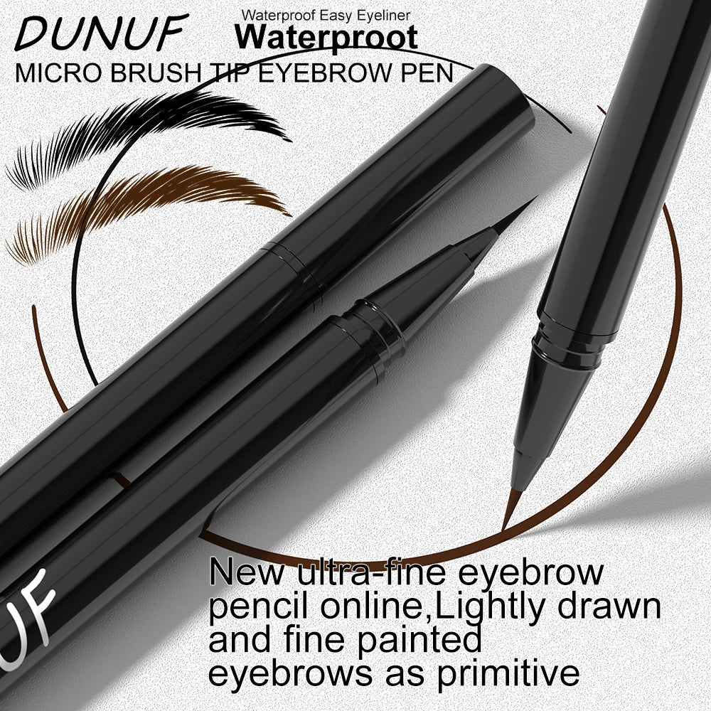 DUNUF 2 Colors Long-lasting liquid Eyebrow pencil Ultra-fine anti-stain, waterproof and perspiration-proof quick drying Eyeliner
