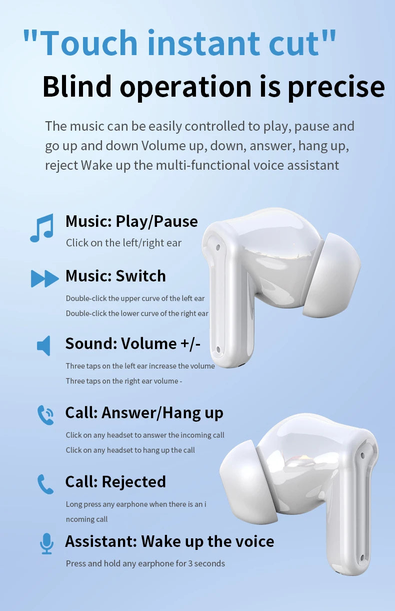 Earphone bluetooth Bluetooth headphonesTWS wireless Bluetooth earphones with long battery life, in-ear design, Bluetooth 5.6