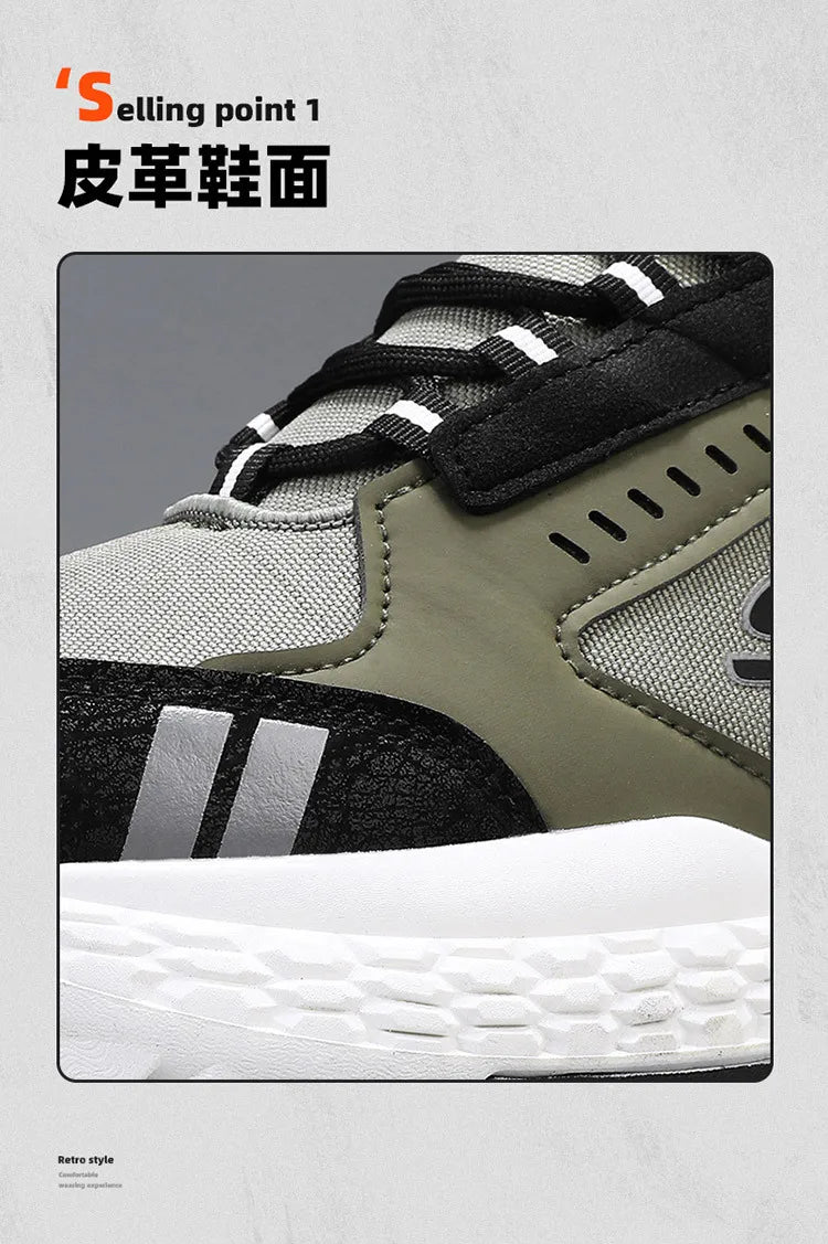 Men's Shoes 2025 New Outdoor Leisure Sports Mesh Shoes Driving To Work Thick Soled Wear-resistant Black Mid Top Trendy Sneakers