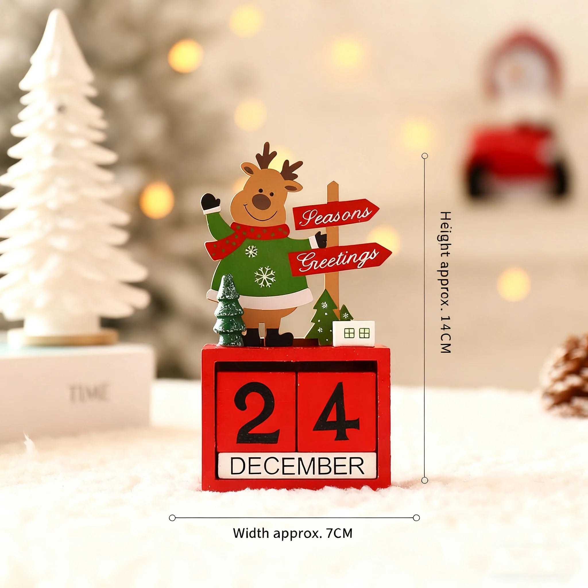 Christmas Countdown Calendar Wooden Cute Santa Claus Snowman Elk DIY Ornaments for Home Party Tabletop Decor 2026 New Year Gifts