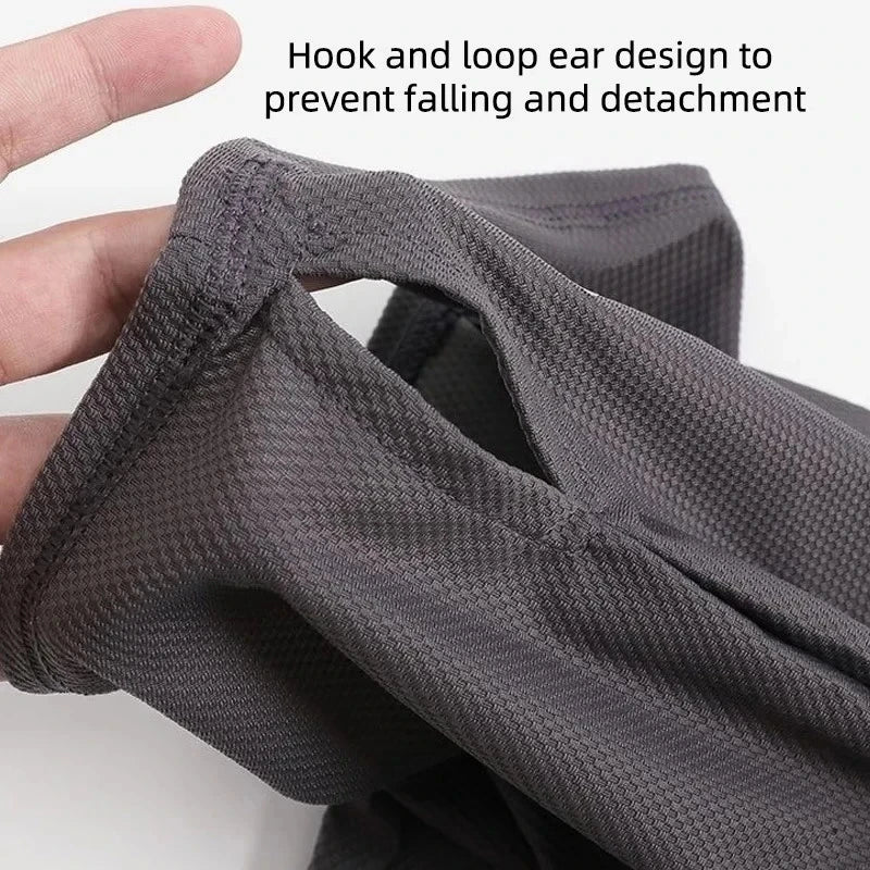 Summer Ice Silk Sunscreen Mask For Men Women Outdoor Cycling Face Cover Solid Color Neck Wrap UV Protection Ear Bandana Scarf