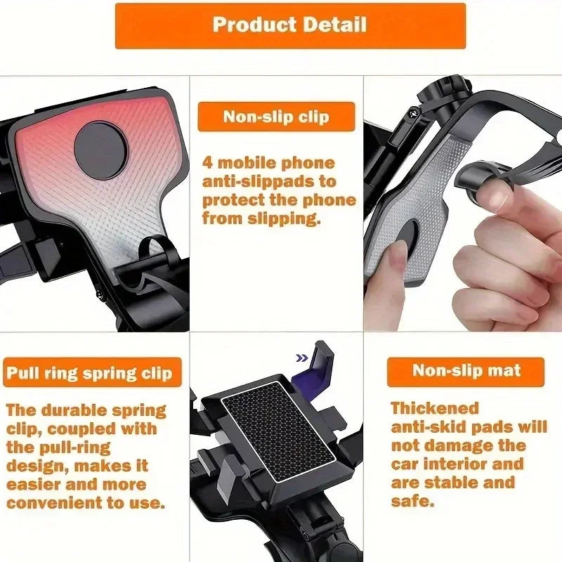 Car Phone Holder Easy Clip Mount Stand Panel Dashboard GPS Navigation Multi-functional Bracket Holder