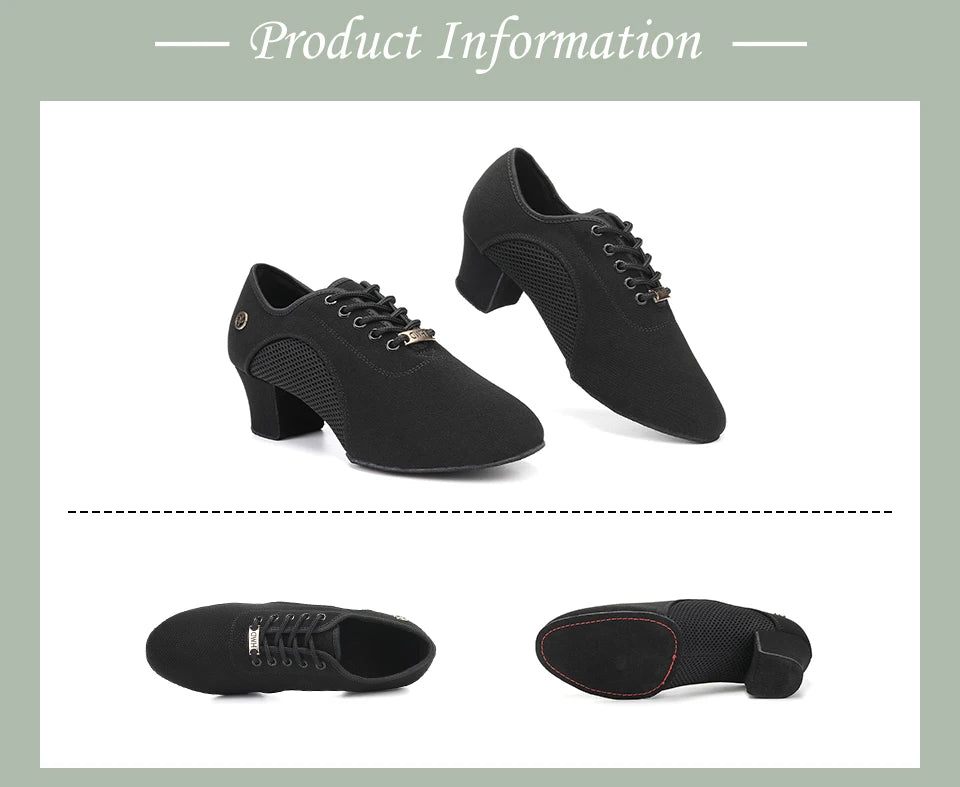 Women Dance Shoes Black Modern Ballroom Salsa Dancing Shoes Boys Latin Jazz Training Shoes Adults Tango Dance Sneakers Men