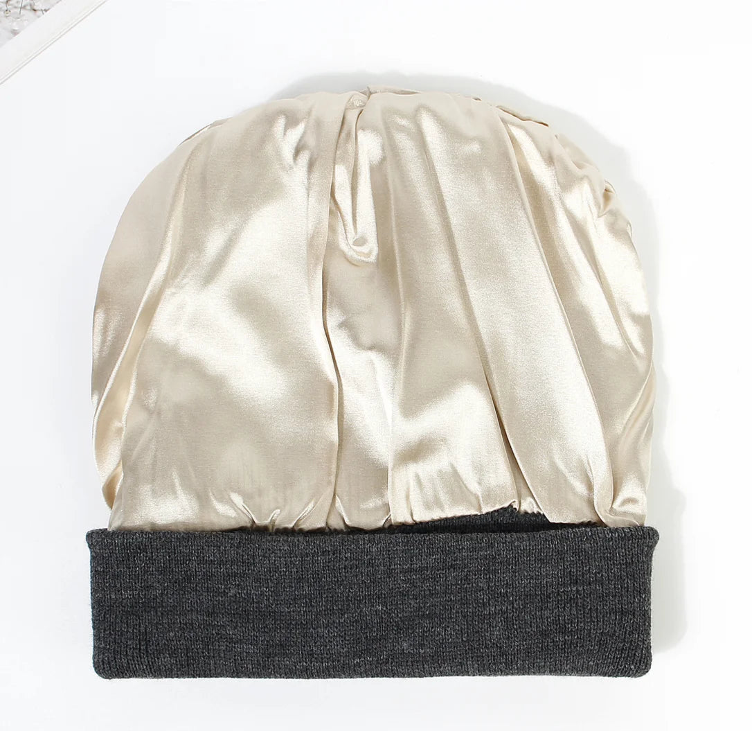 Winter Hat For Women Silk Satin Lined Beanies Chunky Caps Men Warm Fashion Women Bonnet Skullies Caps Male Female Balaclava Hats