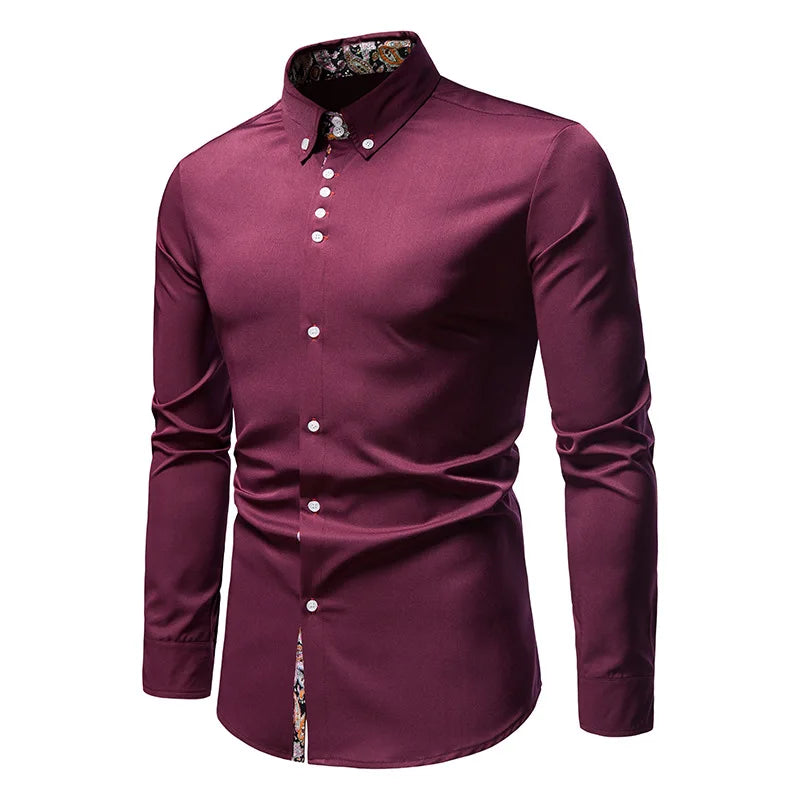 Men's Shirt with Collar White Shirts Man Long Sleeve Men's Shirts Mens Polo Shirts for Men Famous Brands Camisa Social Masculina