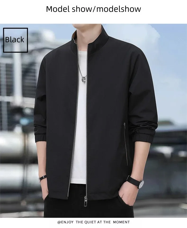 Jacket casual youth jacket stand up collar versatile men's windbreaker  high end men's top for spring and autumn