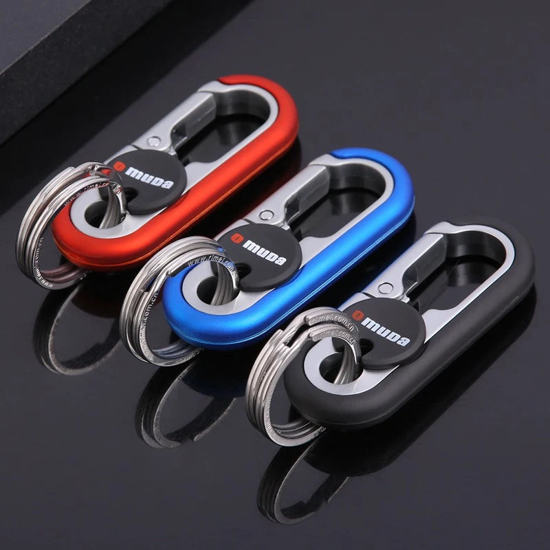 Men's Keychain Hook Stainless Steel Buckle Outdoor Carabiner Climbing Tool Double Ring Car Fishing Key Ring Car Accessories