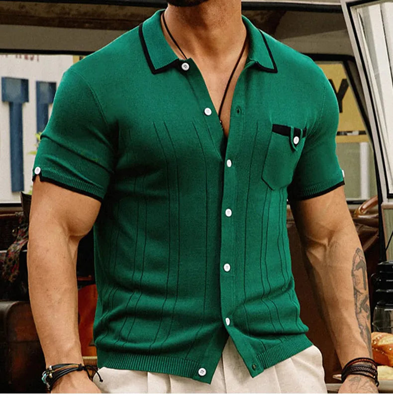 High-quality Knitted Shirts for Men, Business Casual Tops,Skin-friendly Soft  Breathable Shirts, Light Luxury Commuting Clothing