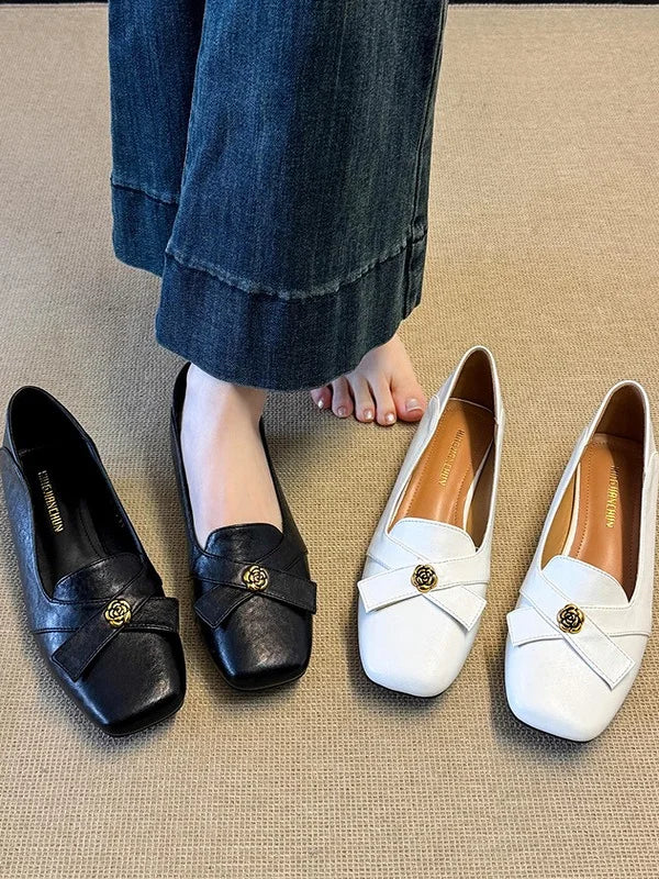 Womens Loafers Shoes Round Toe Female Footwear British Style Slip-on Retro Dress Preppy On Heels Mary Janes Floral Shoes On Heel