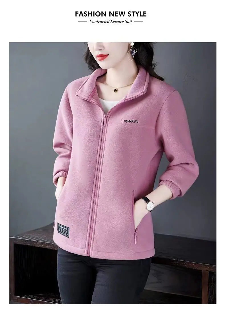 Fleece Jacket Women Can Be Worn In Autumn and Winter Thickened Double-sided Fleece Polar Fleece Jacket
