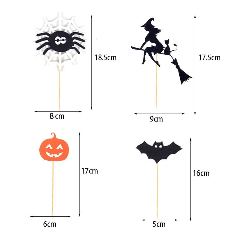 Halloween Cake Top Decoration DIY Cake Topper Castle Witch Pumpkin Cake Insert Flag Halloween Party Atmosphere Supplies