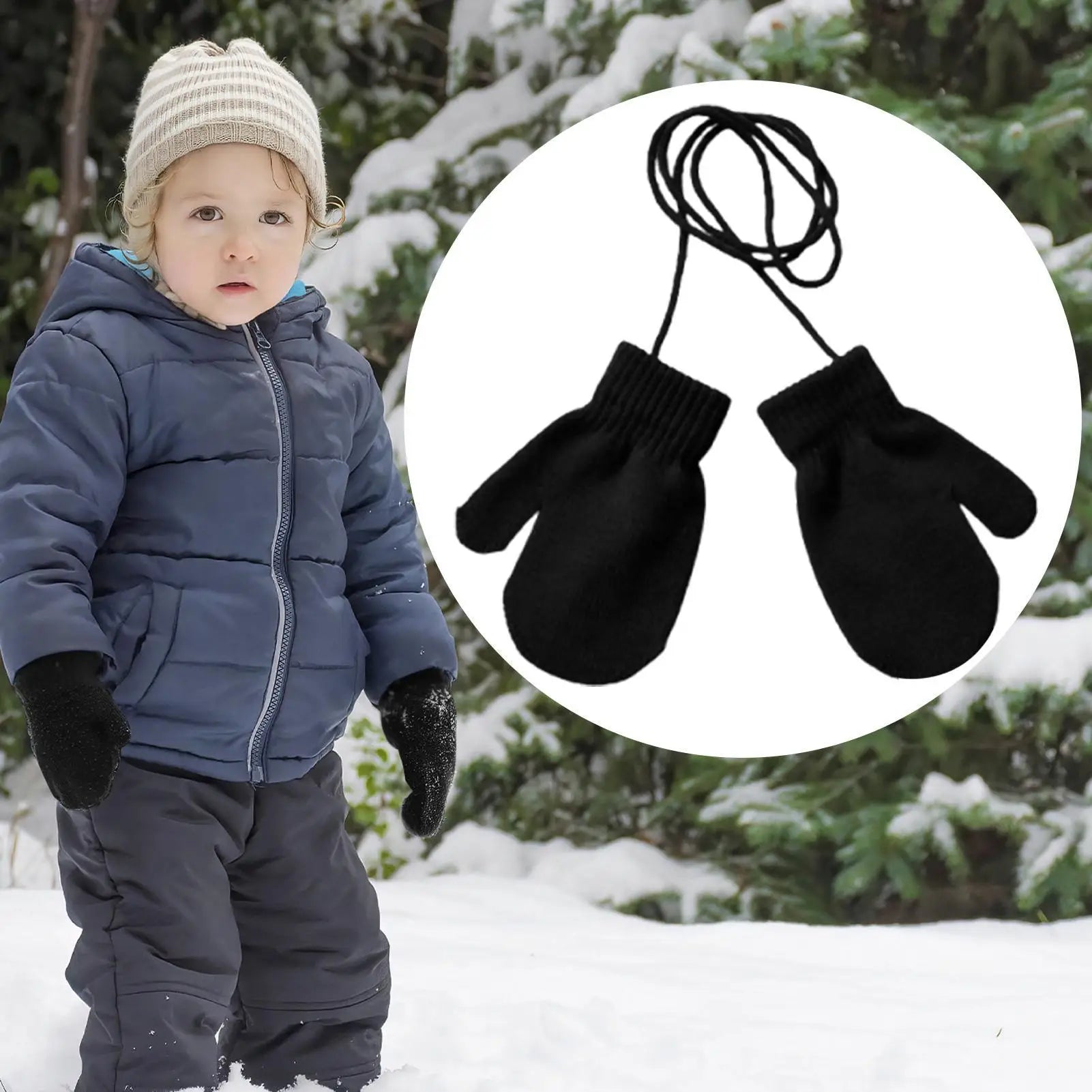 Winter Ski Gloves for Children Windproof Thickened Knitted Gloves Comfortable Warm Mittens Boys Girls Snow Warm Accessories