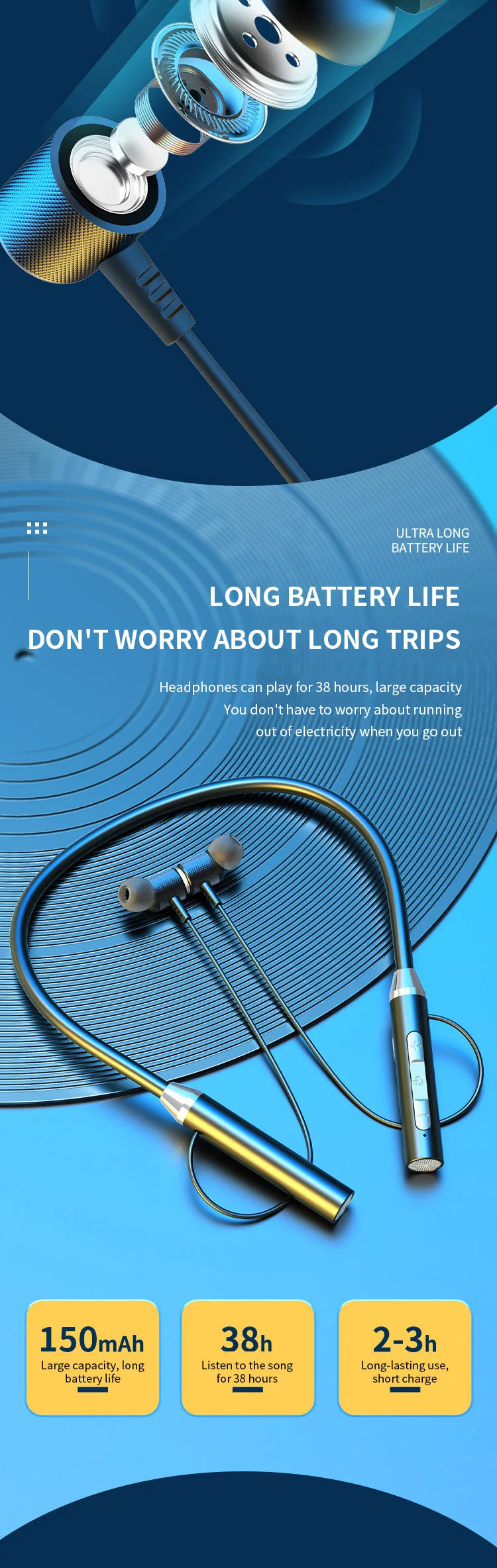 Wireless Headphone Fone Bluetooth 5.0 Neckband Earphones In ear Hifi Stereo Sports Headset Halter Waterproof Magnetic Earbuds