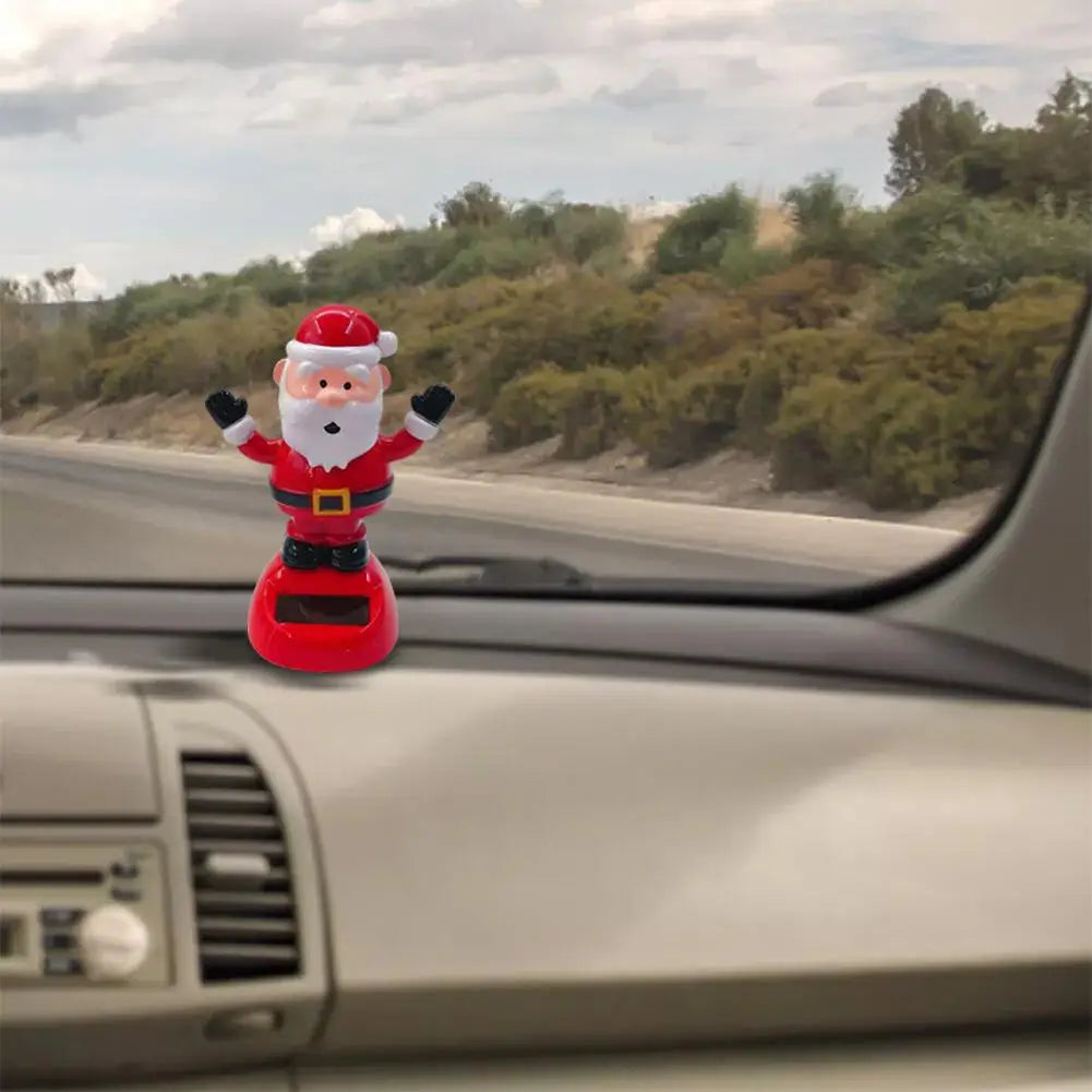 Christmas Car Decoration Solar Dancing Santa Claus Car Ornament Tree Elk Snowman Bobblehead Doll Merry Christmas Gift Accessory