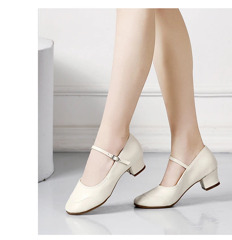Dance Shoes for Woman Girls Ladies Latin Ballroom Modern Salsa Practise Dancing Shoes Closed Toe Square Dance Soft Rubber Sole