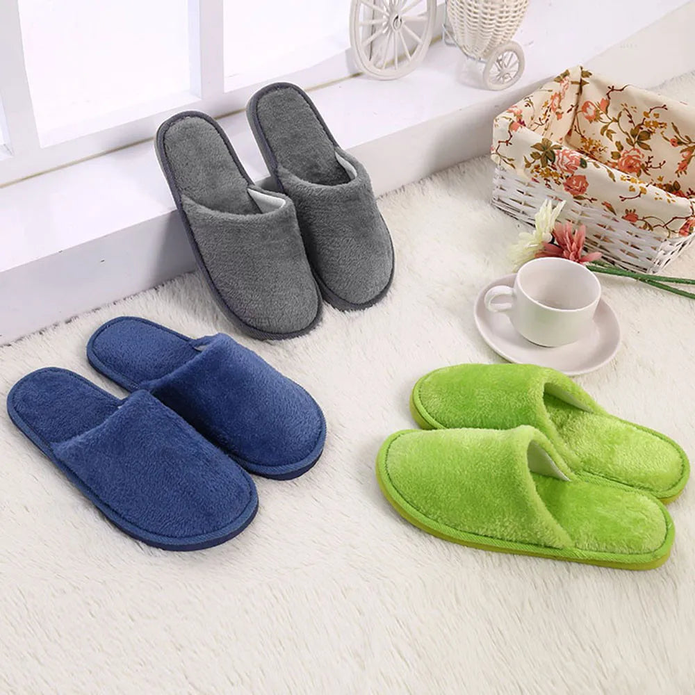 Men's Winter Slippers Warm Bedroom Plush Shoes Home Floor Soft Indoors Thin Velvet Solid Color Non Slip Half Drag Slipper