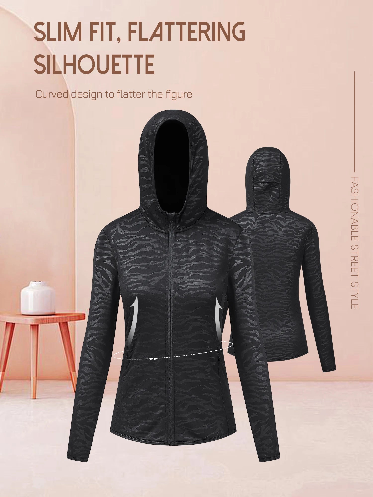 Womens Fashionable Jacket Daily Outdoor Quick Drying Breathable Casual Top Polyester Ammonia Fleece Knitted Fabric