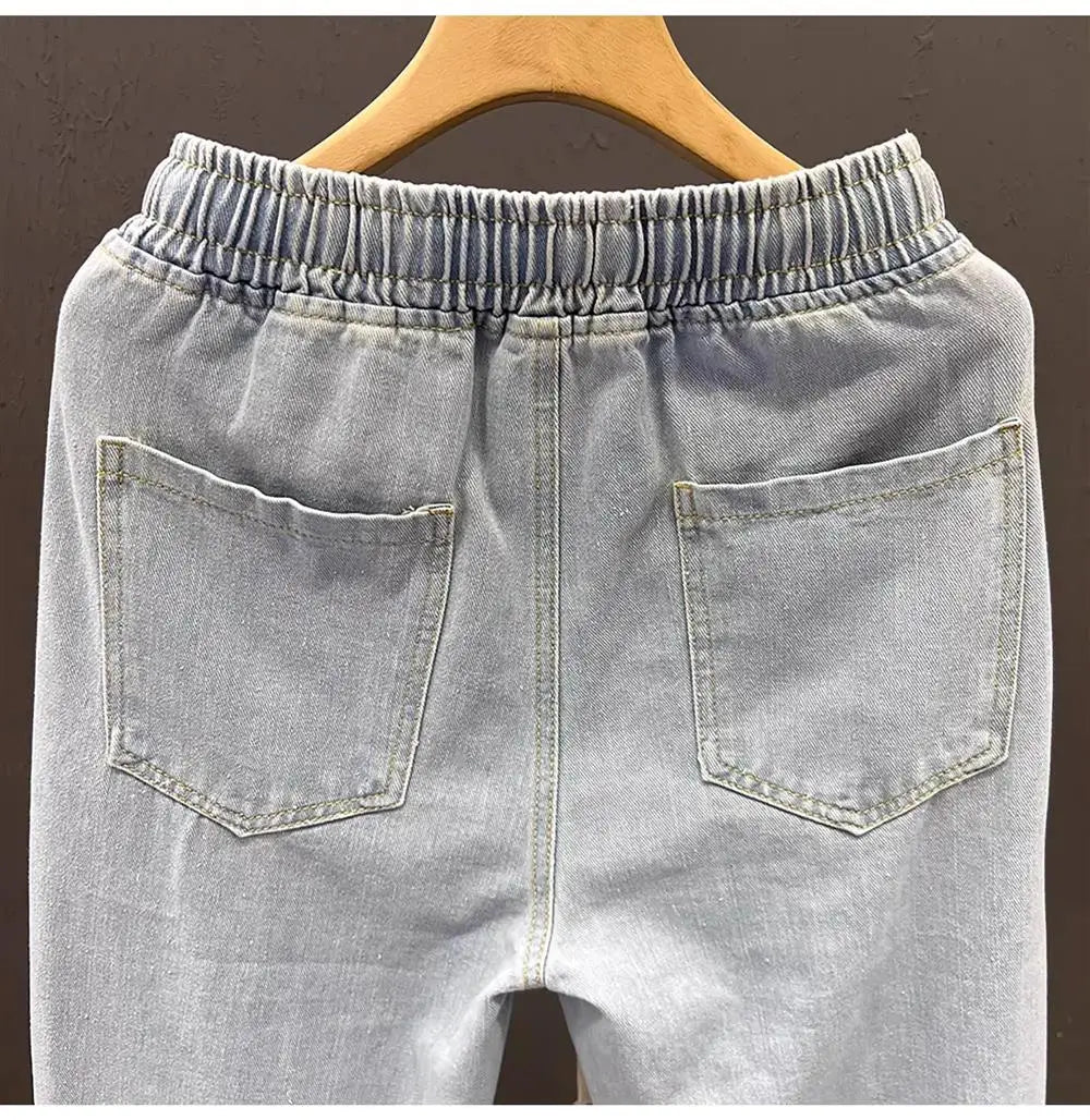 Men's Casual Loose Straight Leg Jeans Thin Wear Resistant Spring Autumn Vintage Workwear Trousers Comfortable Denim Pants