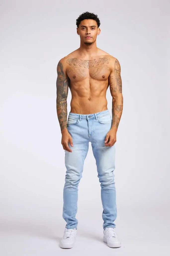 2025 New style denim men's pants, Instagram trend, black slim-fit high-waisted denim jeans for men
