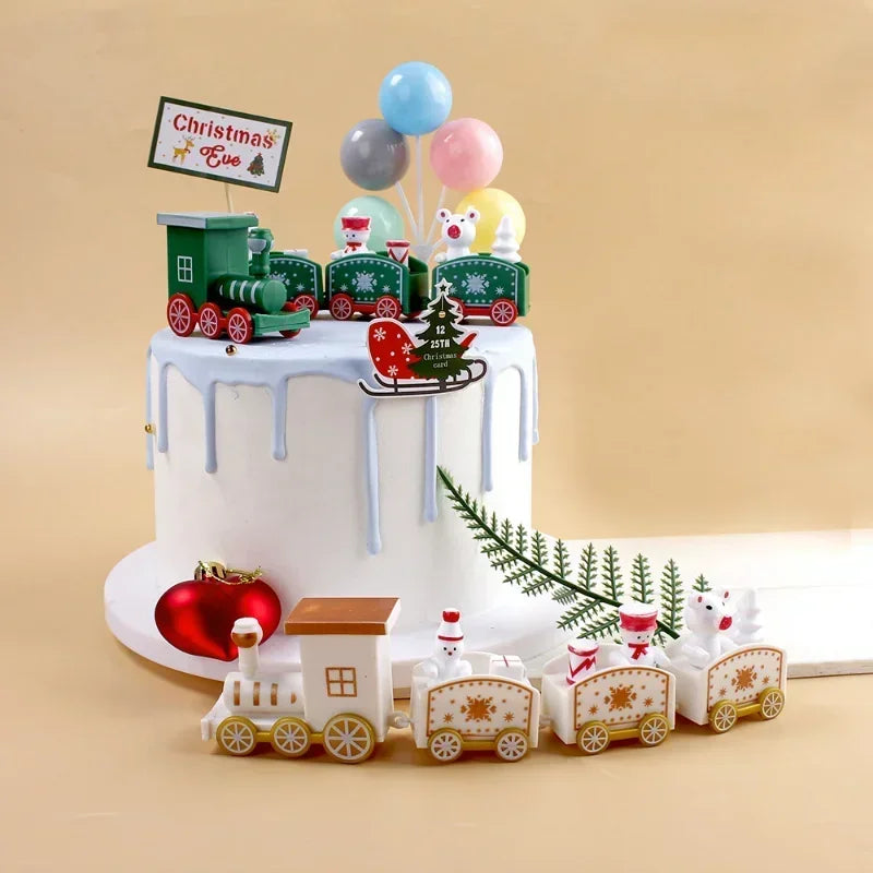 Christmas Cake Decor Ornaments Xmas Train Ornaments Merry Christmas Decor For Home Happy New Year 2023 Kids Favor Gifts