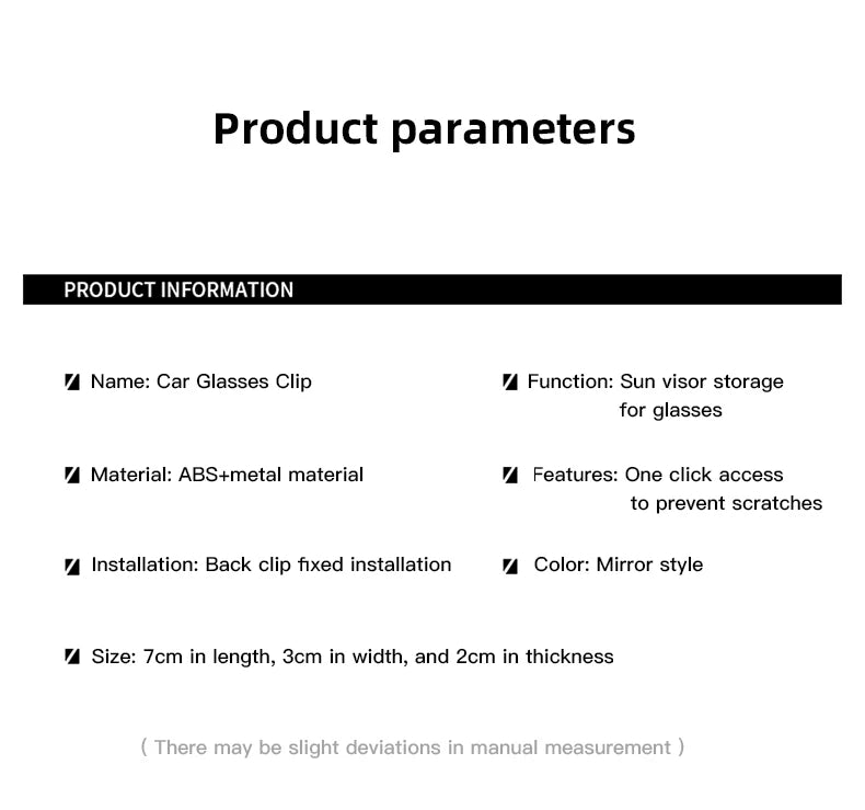 Car Sun Visor Glasses Clip Mirror Style Sunglasses Holder For Chery Omoda Tiggo Pro Fulwin Arrizo QQ 5x X1 T11 Gx E3 Car Gadgets