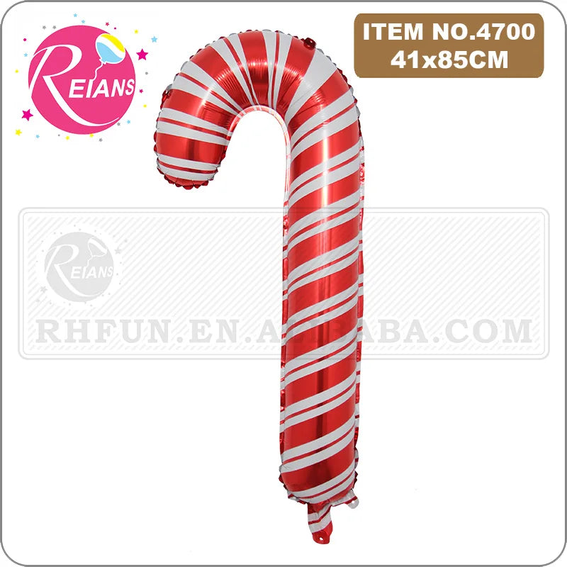 Xmas Decoration Supplies Santa Claus Walking Stick Balloons Outdoor Candy Canes Decor Christmas party Decoration suppliers